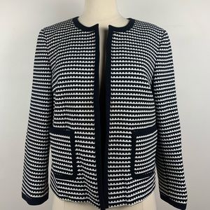 Nine West Black & White Open Front Blazer